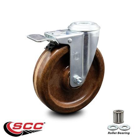 Service Caster 6 Inch High Temp Phenolic Wheel Bolt Hole Caster with Total Lock Brake SCC SCC-BHTTL20S615-PHRHT